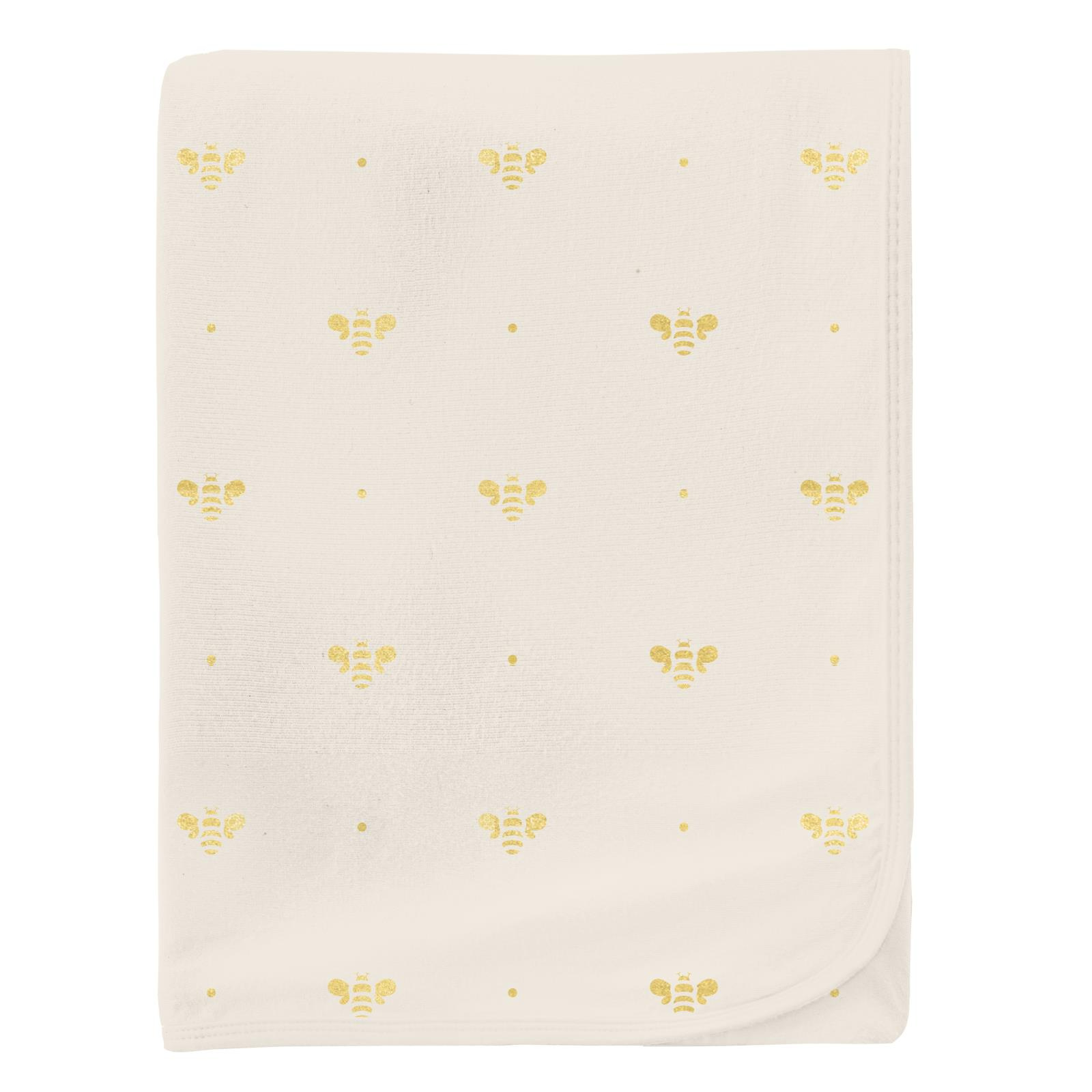 Kickee Pants Print Swaddling Blanket Gold Bees