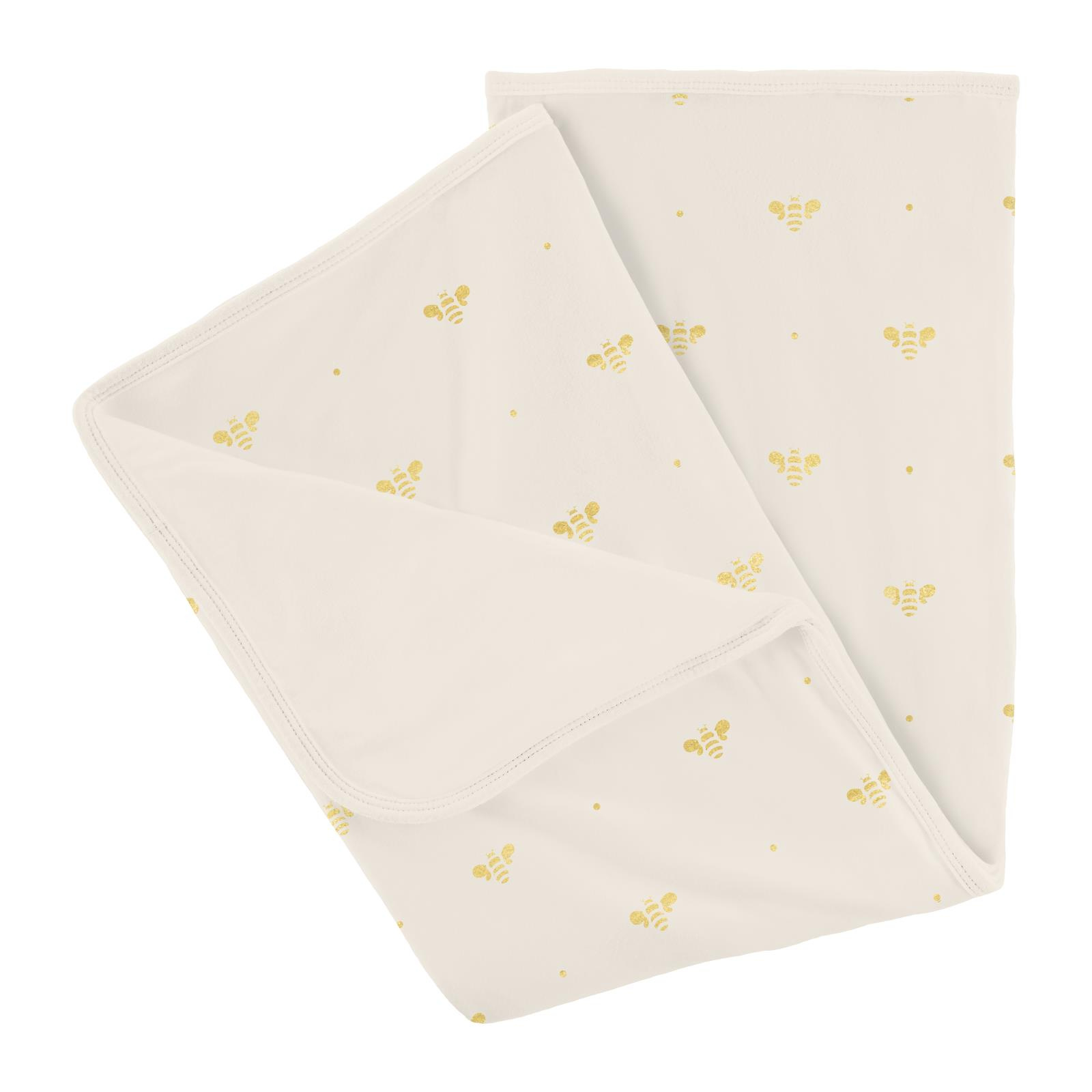 Kickee Pants Print Stroller Blanket Gold Bees