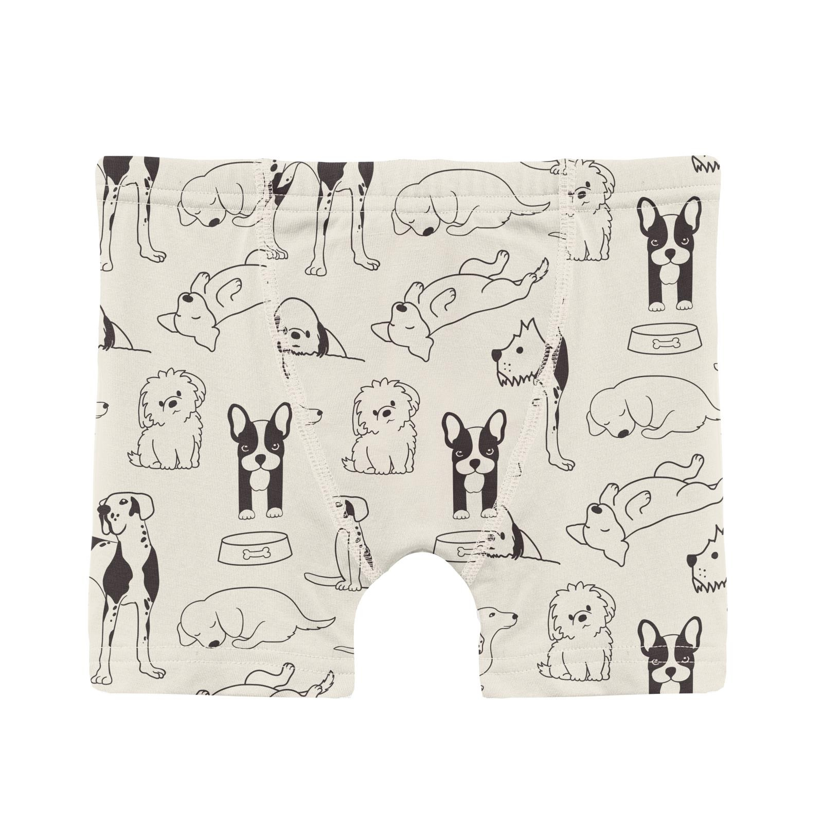 Kickee Pants Print Boxer Brief Set of 3 Lakeside Stripe, Agave & Natural Dogs