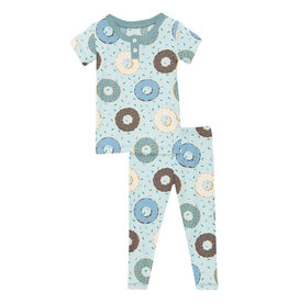 Kickee Pants Print Short Sleeve Henley Pajama Set Fresh Air Donuts and Sprinkles