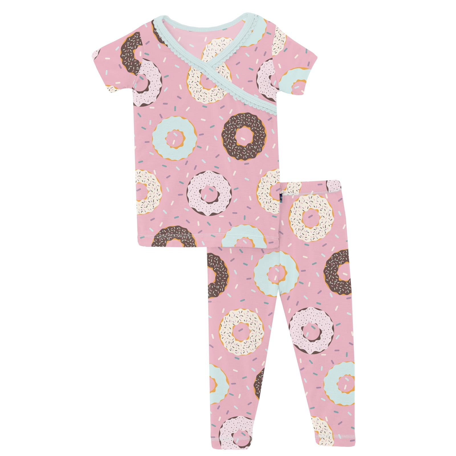 Kickee Pants Print Short Sleeve Scallop Kimono Pajama Set Cake Pop Donuts and Sprinkles