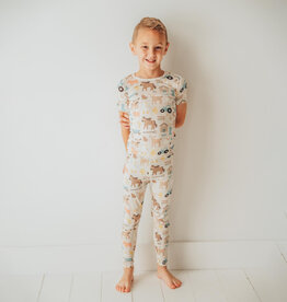 Kickee Pants Print Short Sleeve Pajama Set Latte Morning on the Farm