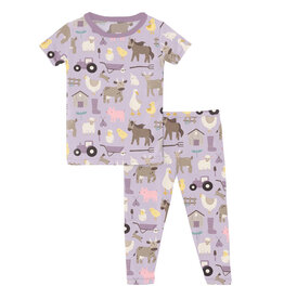 Kickee Pants Print Short Sleeve Pajama Set Thistle Morning on the Farm