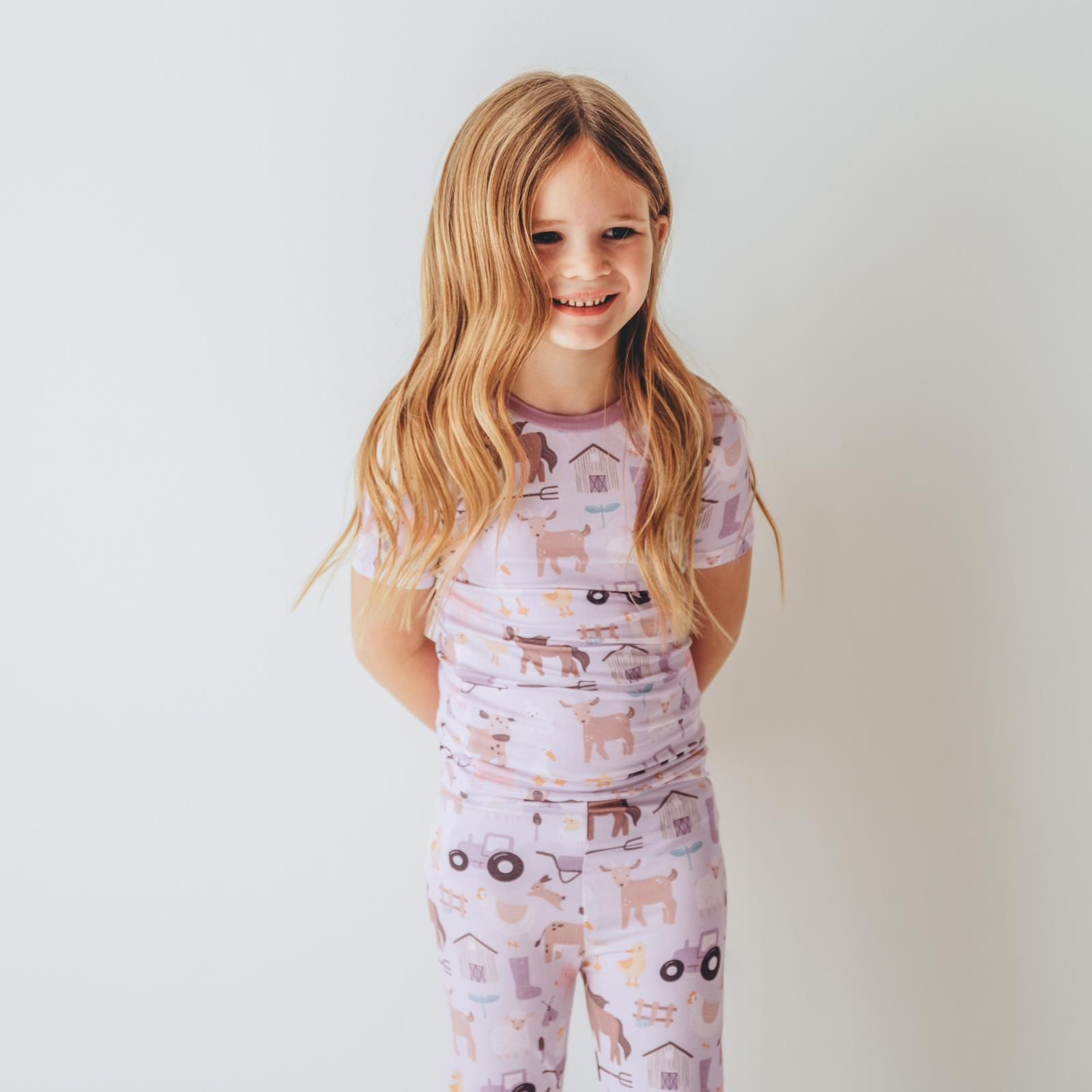 Kickee Pants Print Short Sleeve Pajama Set Thistle Morning on the Farm