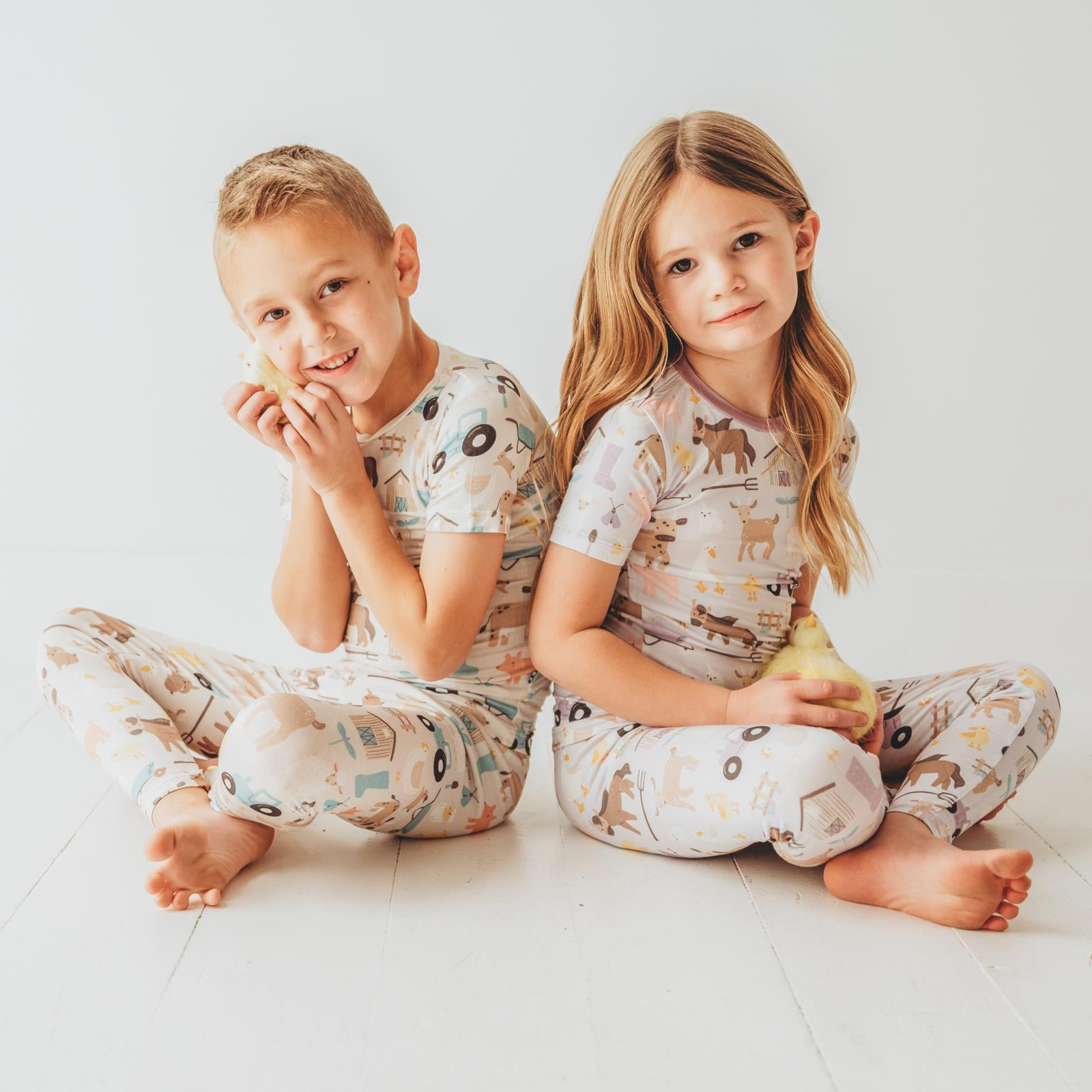 Kickee Pants Print Short Sleeve Pajama Set Thistle Morning on the Farm