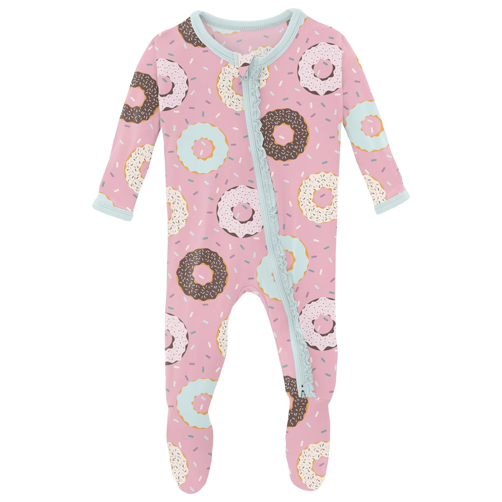 Kickee Pants Print Muffin Ruffle Footie with 2 Way Zipper Cake Pop Donuts and Sprinkles