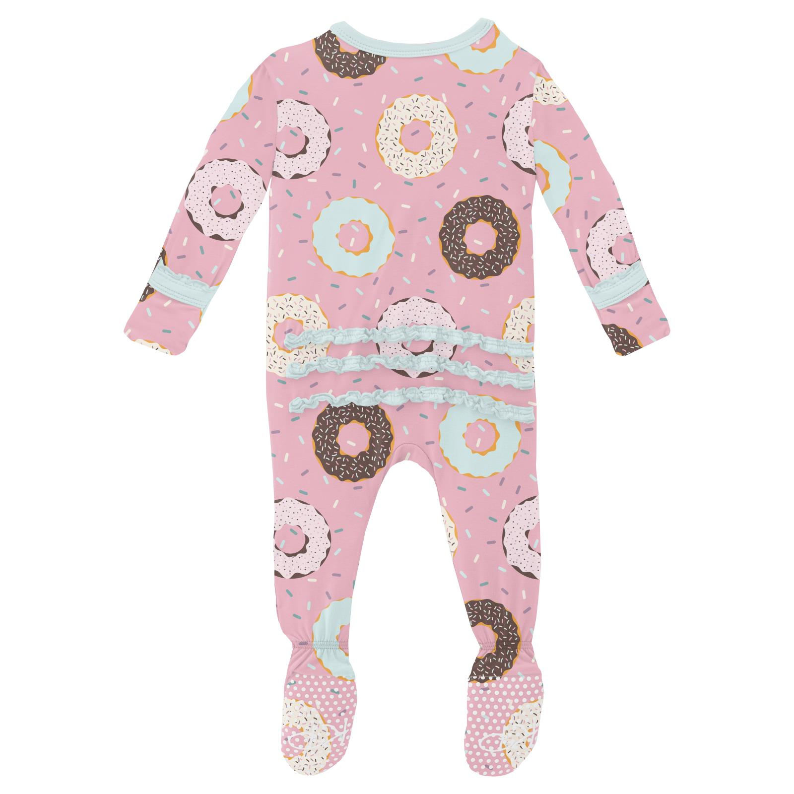 Kickee Pants Print Muffin Ruffle Footie with 2 Way Zipper Cake Pop Donuts and Sprinkles