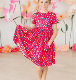 Mila & Rose Polka Dot Party SS Pocket Twirl Dress