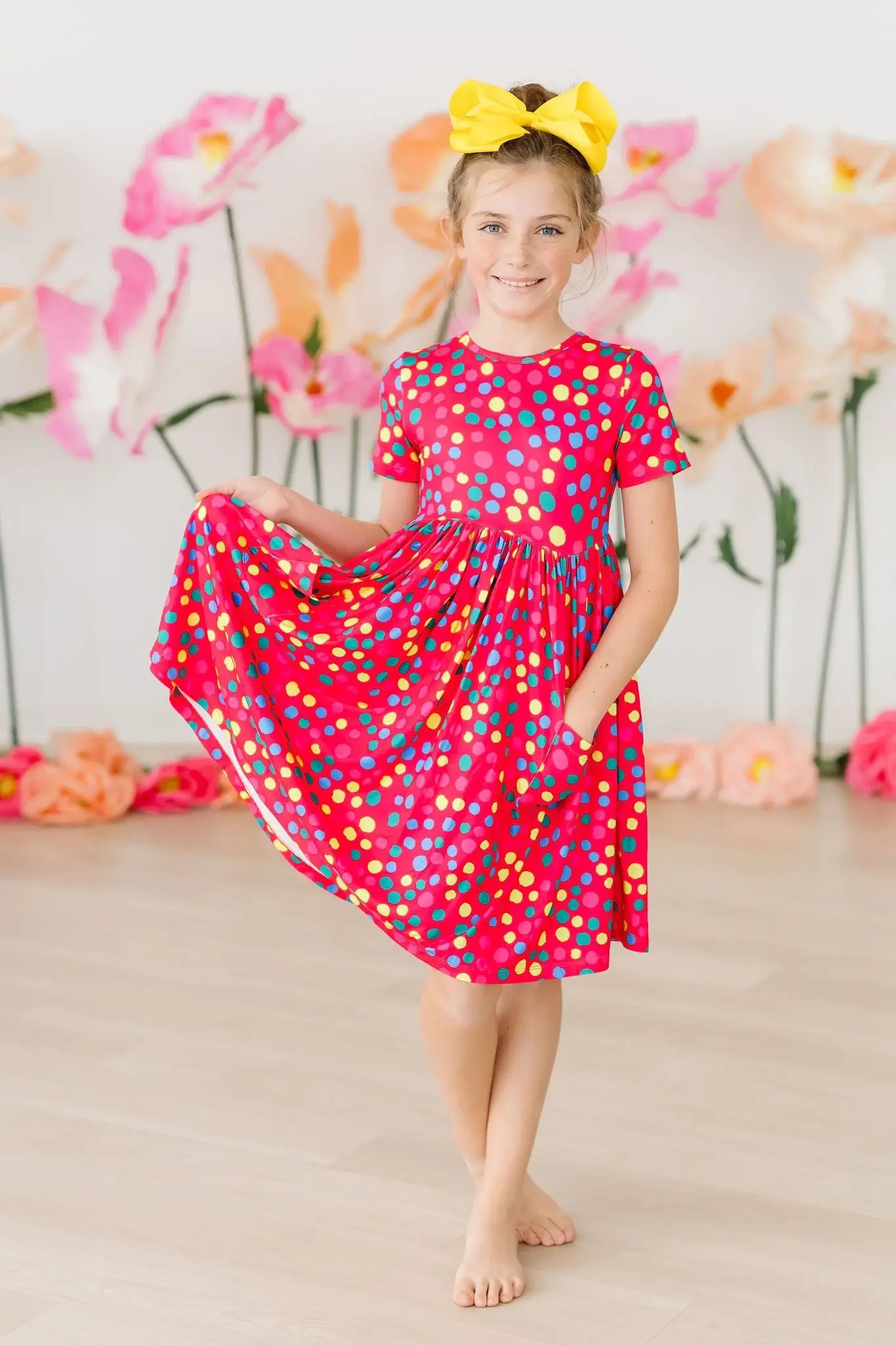 Mila & Rose Polka Dot Party SS Pocket Twirl Dress