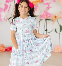 Mila & Rose Take Me Out to the Bow Game SS Pocket Twirl Dress