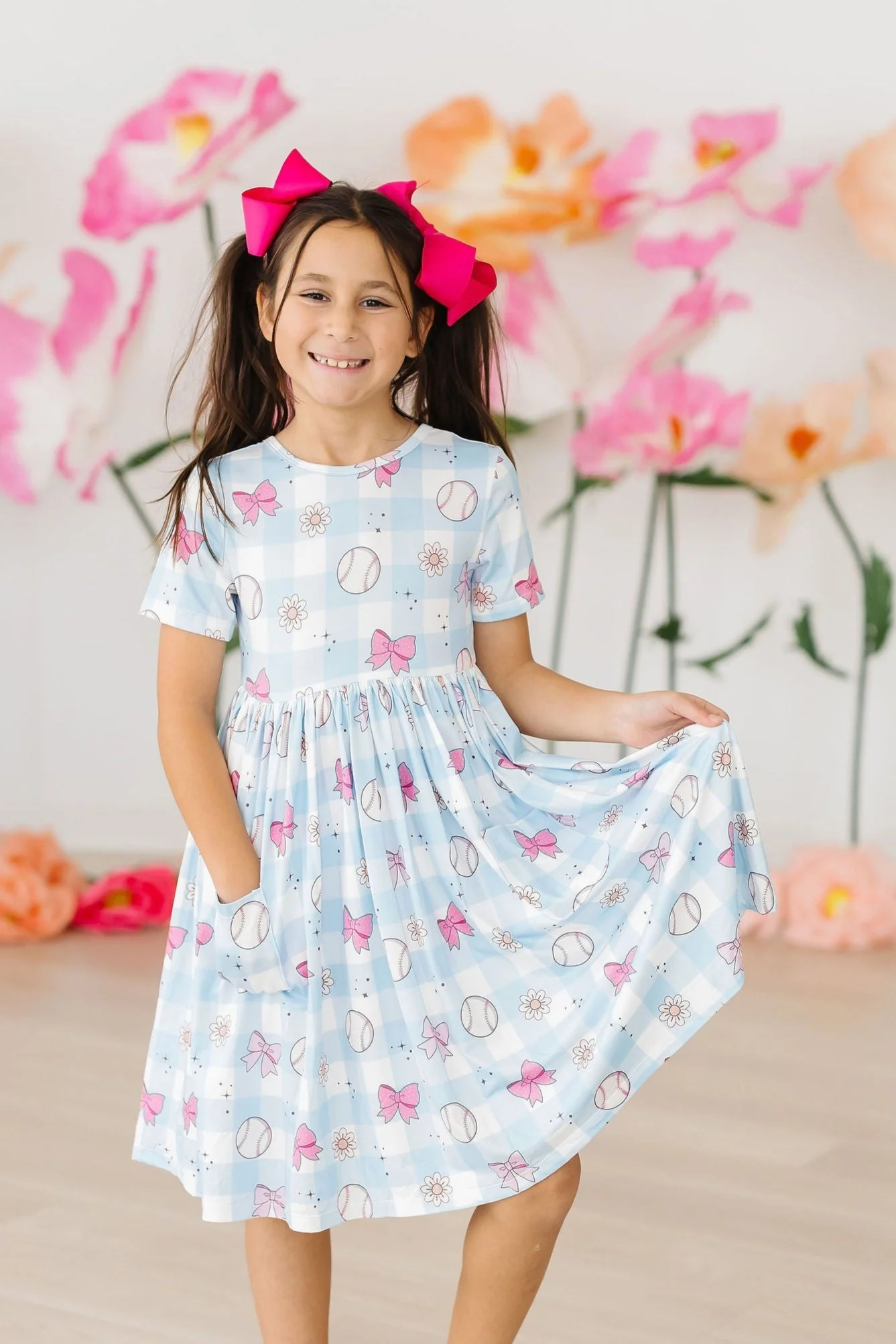 Mila & Rose Take Me Out to the Bow Game SS Pocket Twirl Dress
