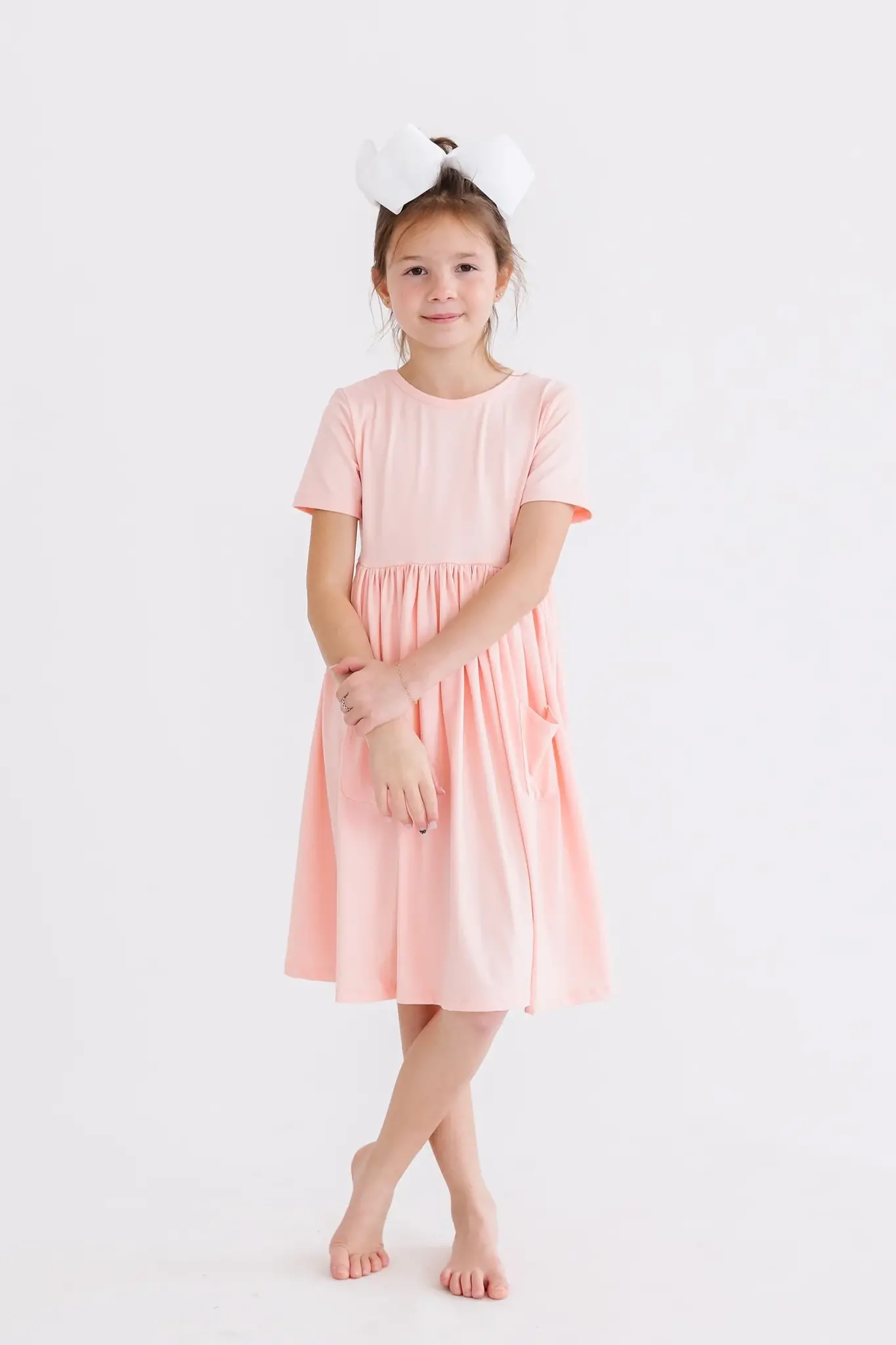 Mila & Rose Peach SS Pocket Twirl Dress