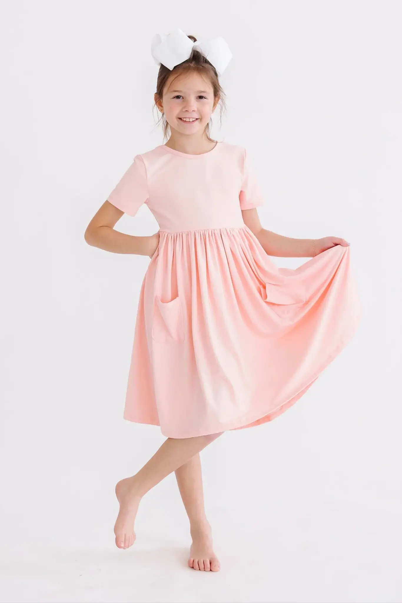 Mila & Rose Peach SS Pocket Twirl Dress