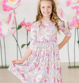 Mila & Rose Hanging with My Peeps 3/4 Sleeve Pocket Twirl Dress