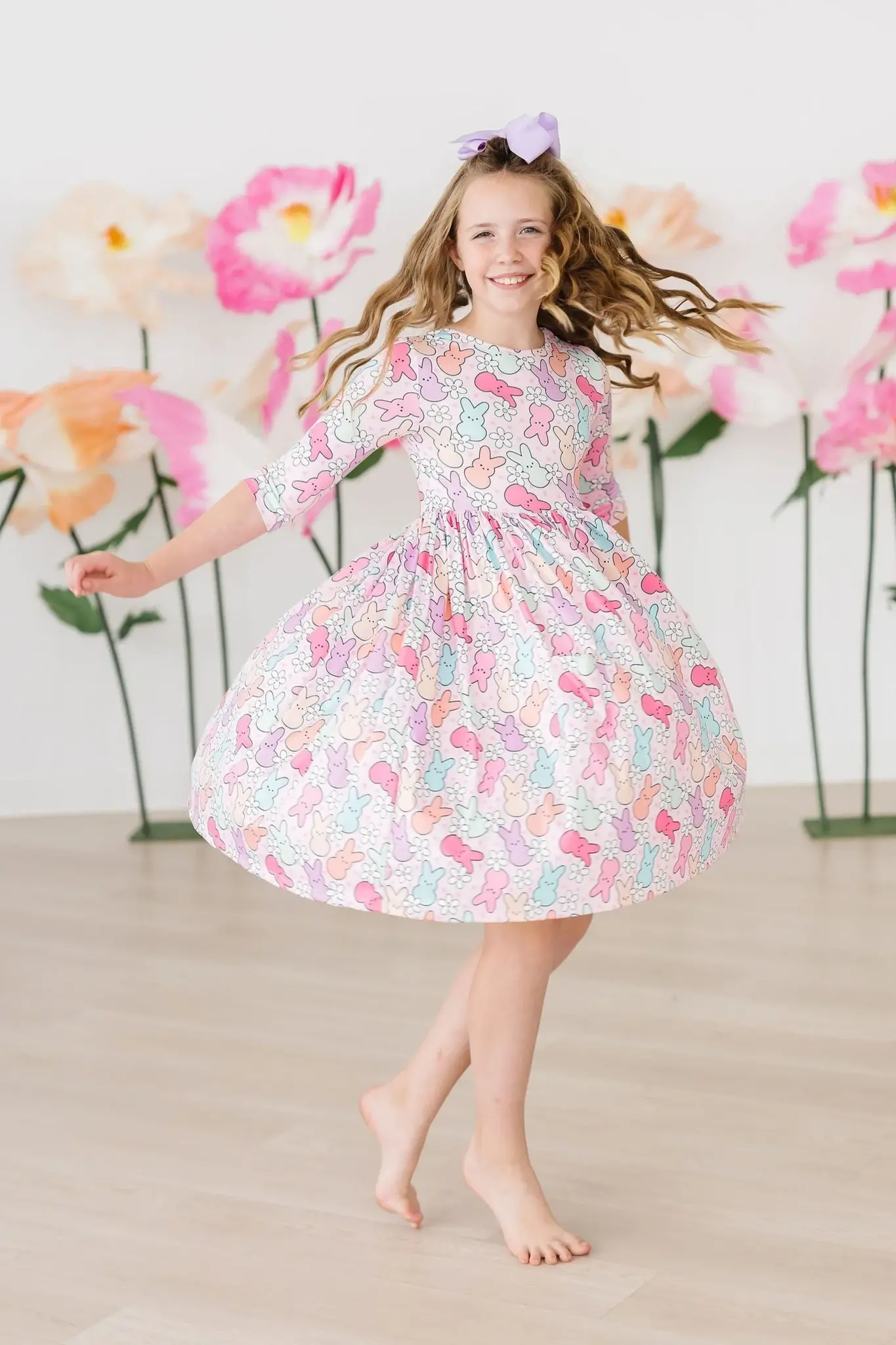 Mila & Rose Hanging with My Peeps 3/4 Sleeve Pocket Twirl Dress