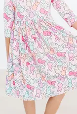 Mila & Rose Hanging with My Peeps 3/4 Sleeve Pocket Twirl Dress