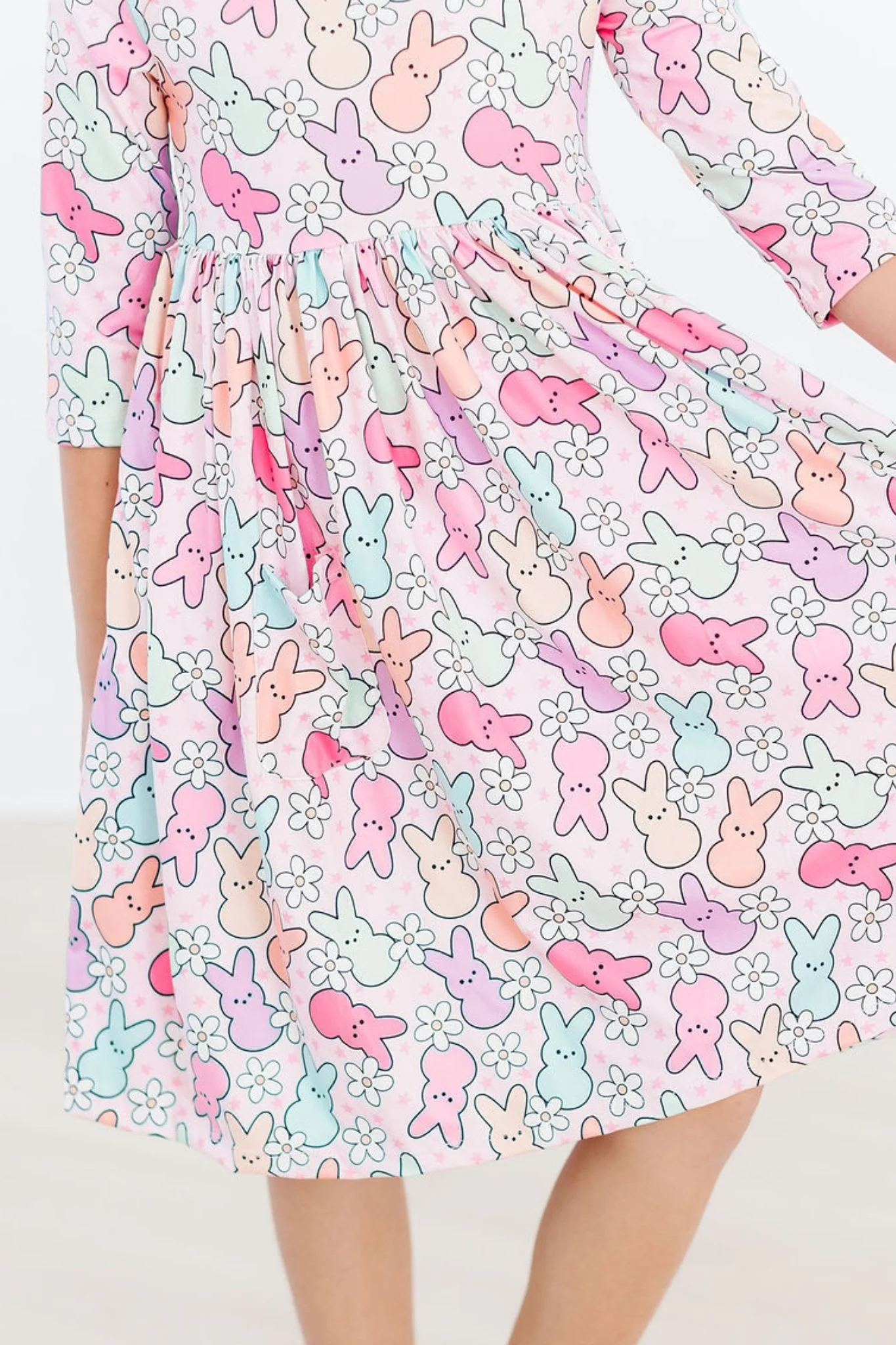 Mila & Rose Hanging with My Peeps 3/4 Sleeve Pocket Twirl Dress
