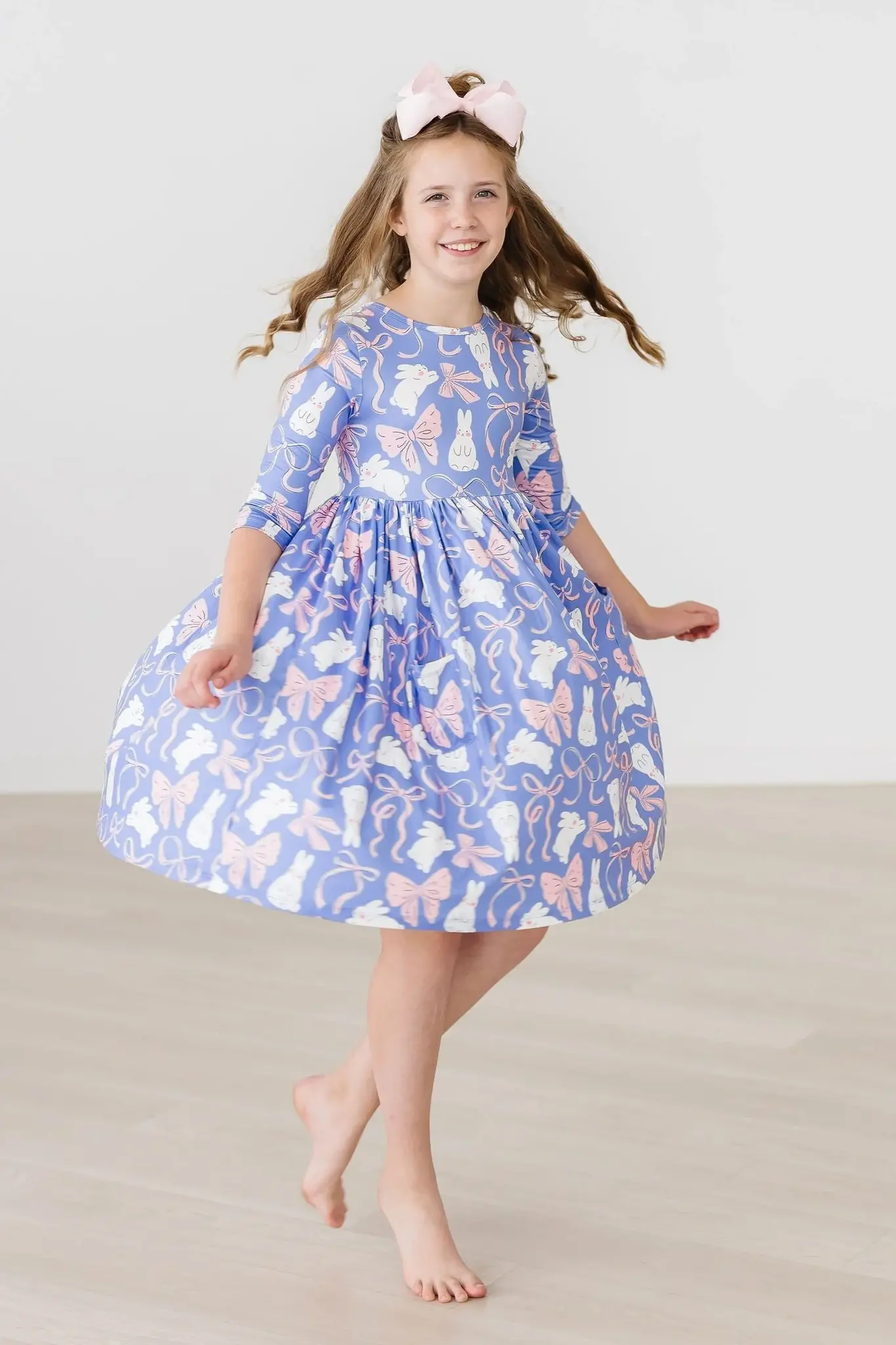Mila & Rose Hop, Skip, & Twirl 3/4 Sleeve Pocket Twirl Dress