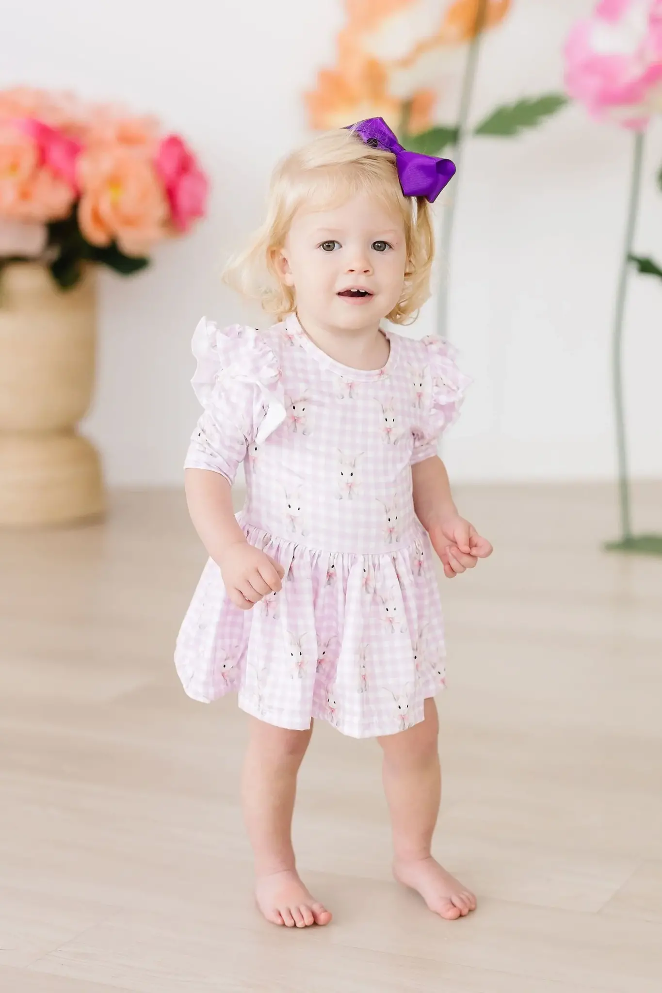 Mila & Rose Baby Bunnies 3/4 Sleeve Flutter Twirl Bodysuit