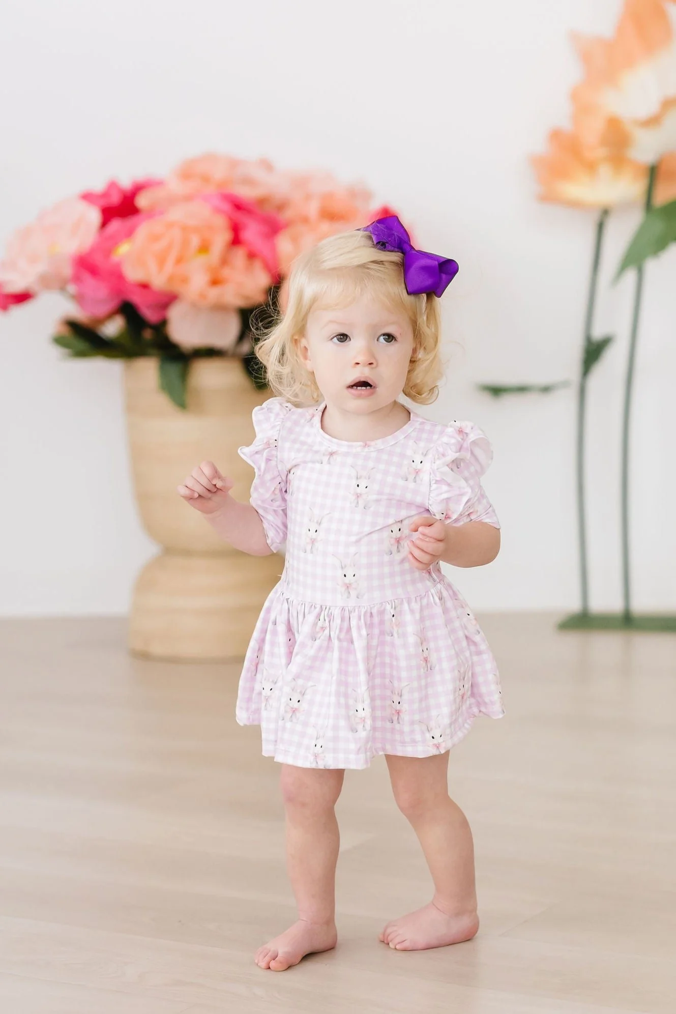 Mila & Rose Baby Bunnies 3/4 Sleeve Flutter Twirl Bodysuit