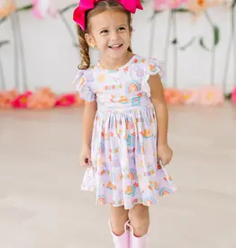 Mila & Rose Rainy Day Flutter Sleeve Twirl Dress