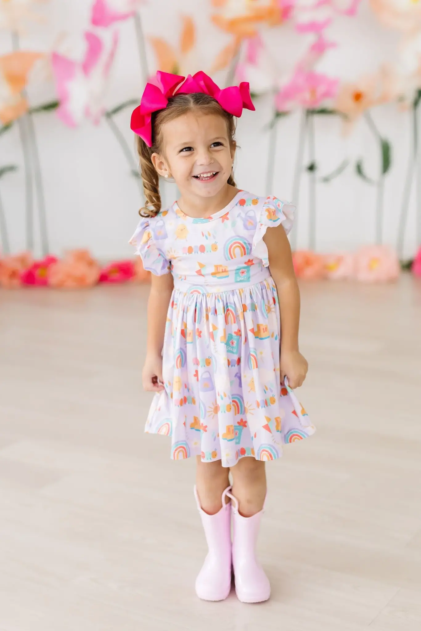 Mila & Rose Rainy Day Flutter Sleeve Twirl Dress