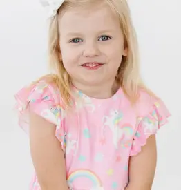 Mila & Rose My Little Unicorn Flutter Sleeve Twirl Dress