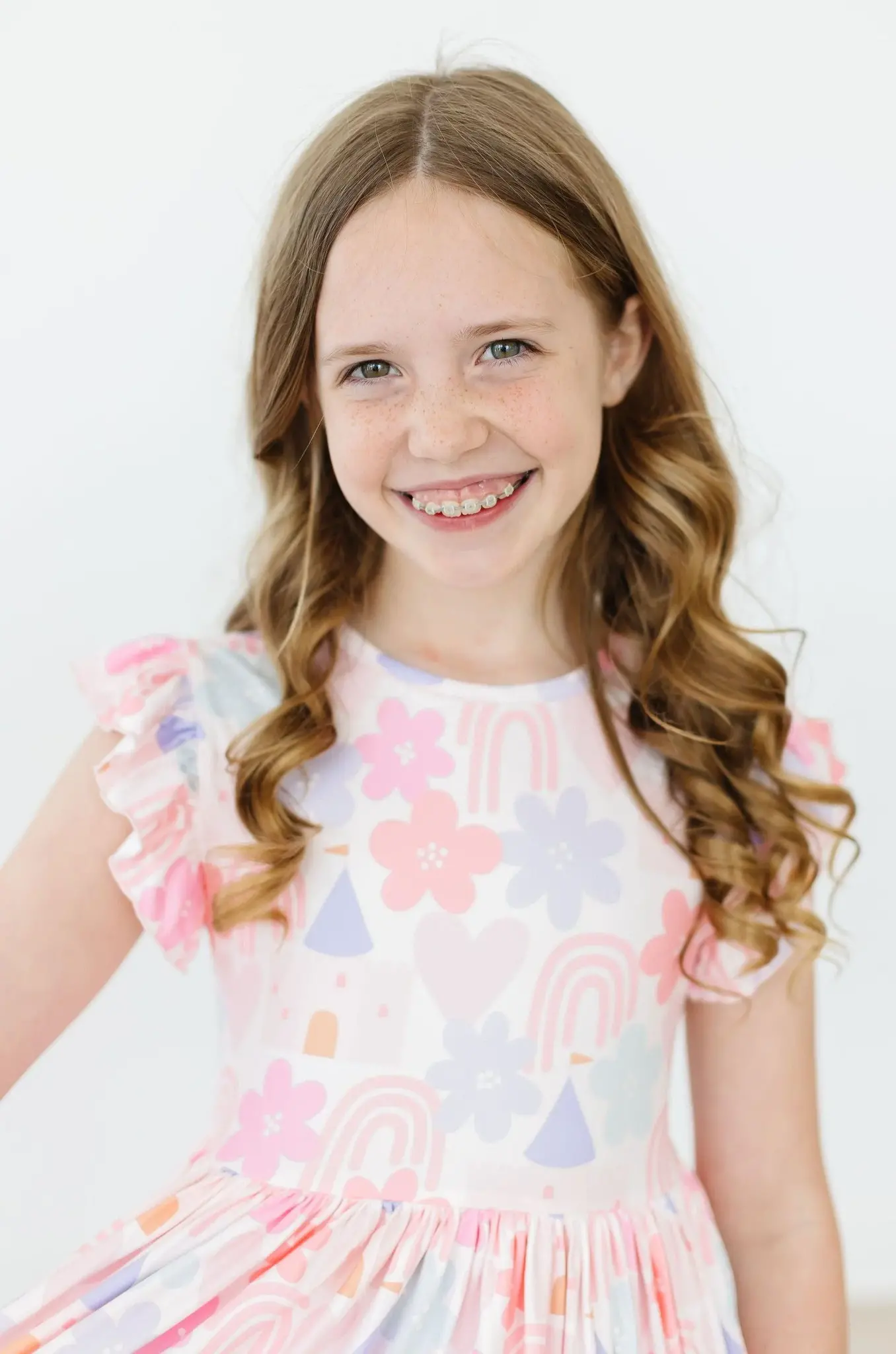Mila & Rose Castles & Rainbows Flutter Sleeve Twirl Dress