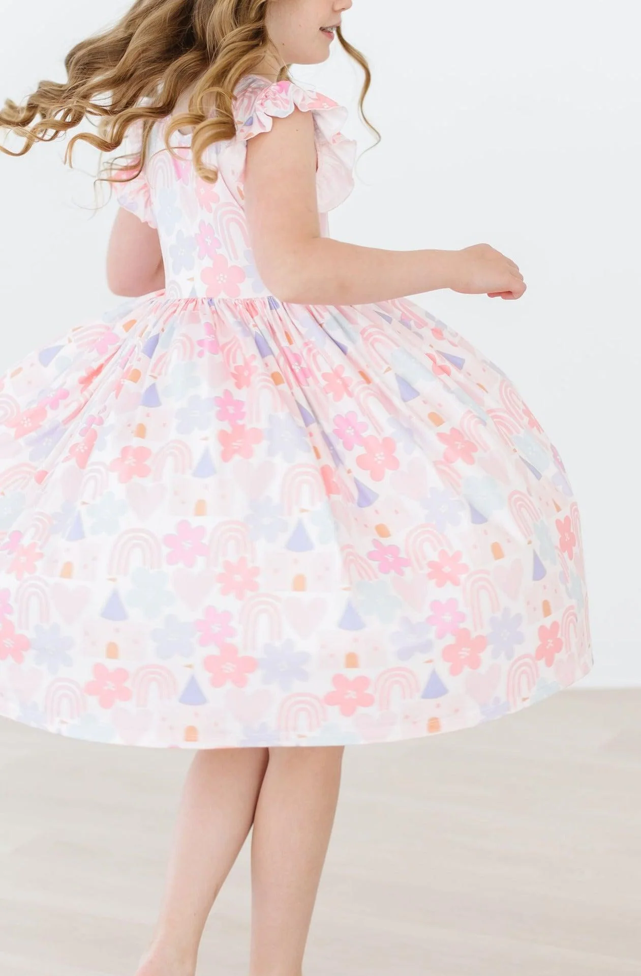 Mila & Rose Castles & Rainbows Flutter Sleeve Twirl Dress