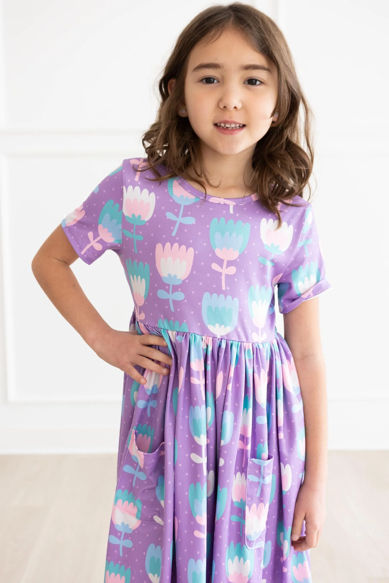 Mila & Rose Too Cool Tulips S/S Pocket Twirl Dress