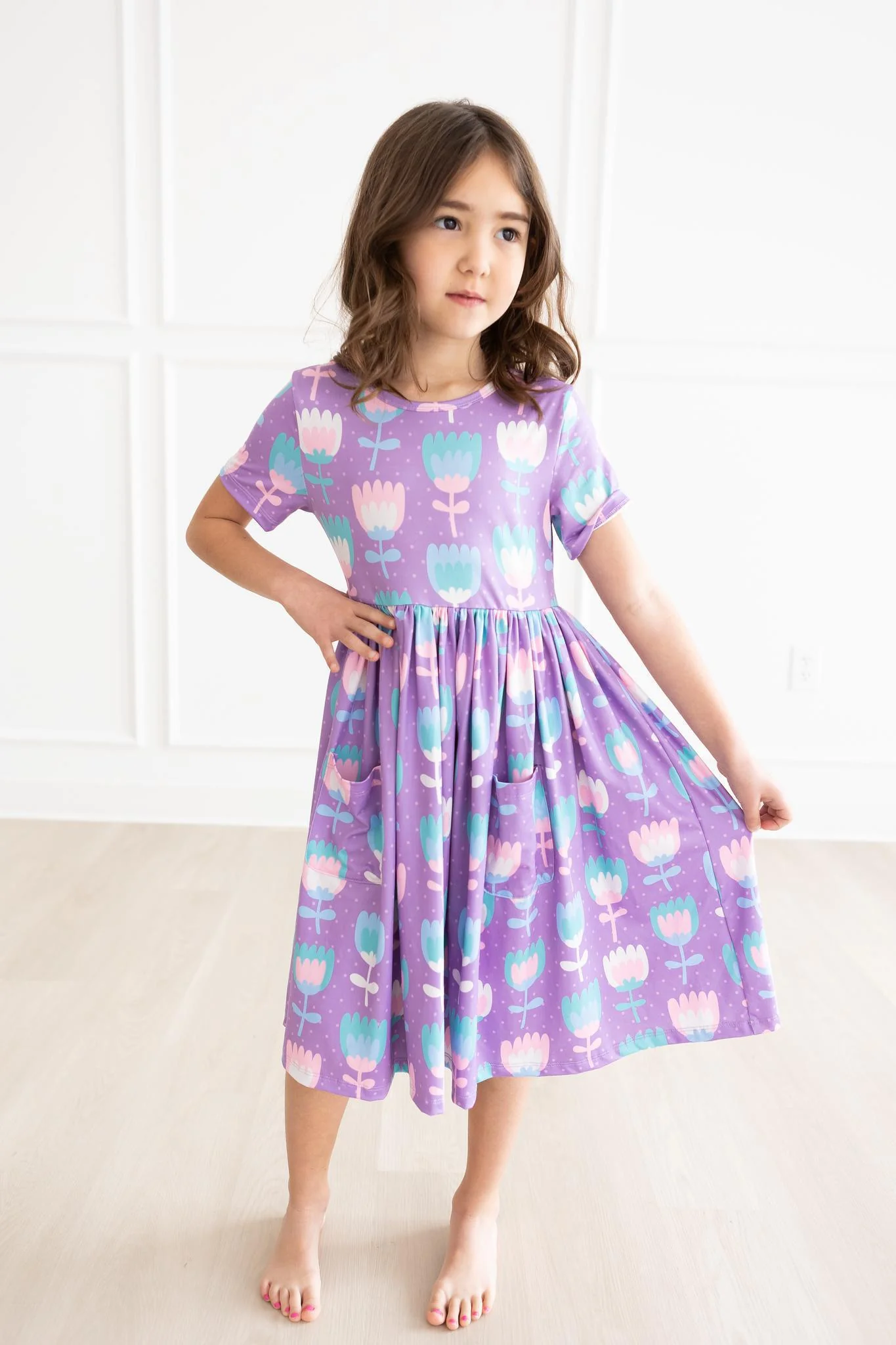 Mila & Rose Too Cool Tulips S/S Pocket Twirl Dress