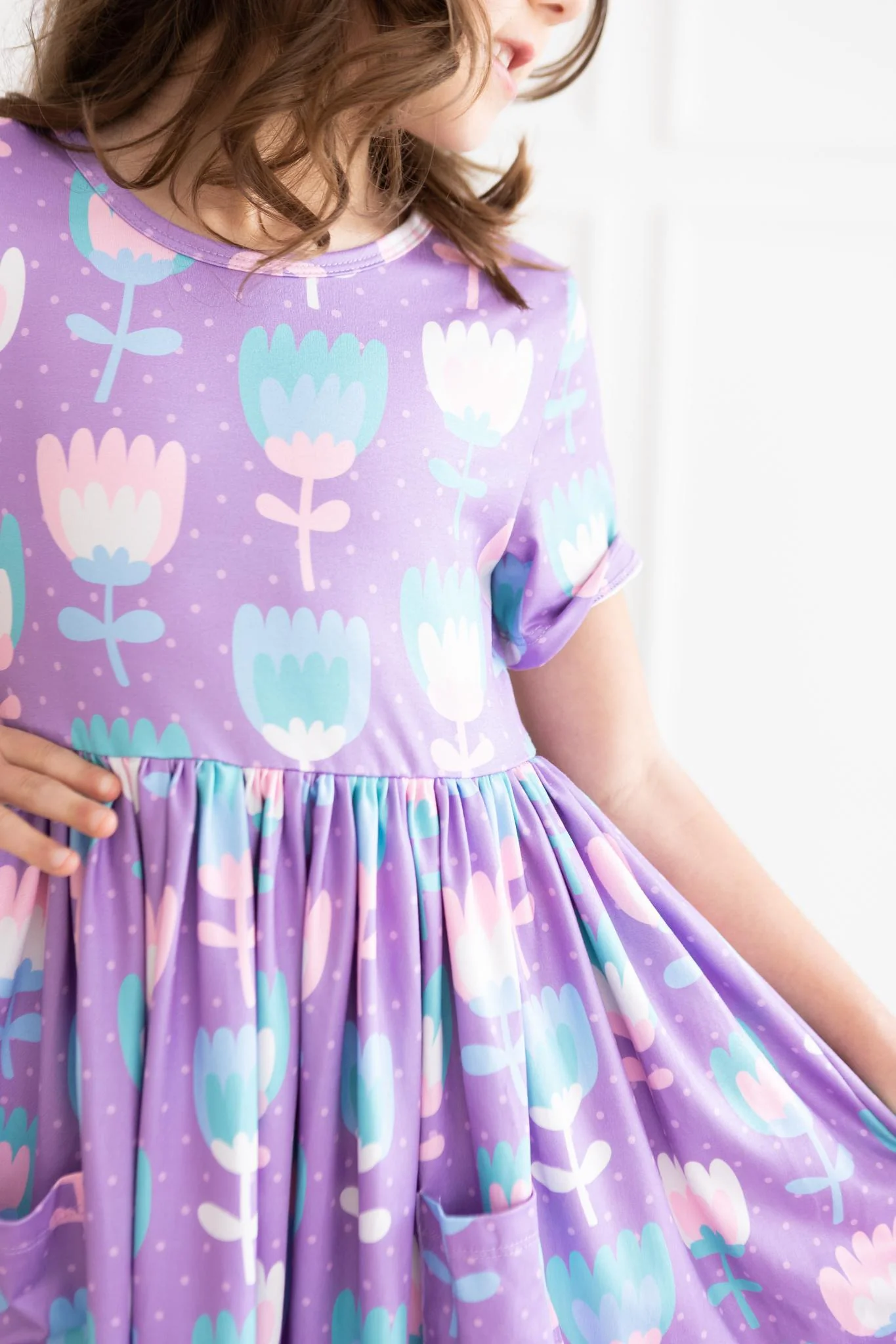 Mila & Rose Too Cool Tulips S/S Pocket Twirl Dress
