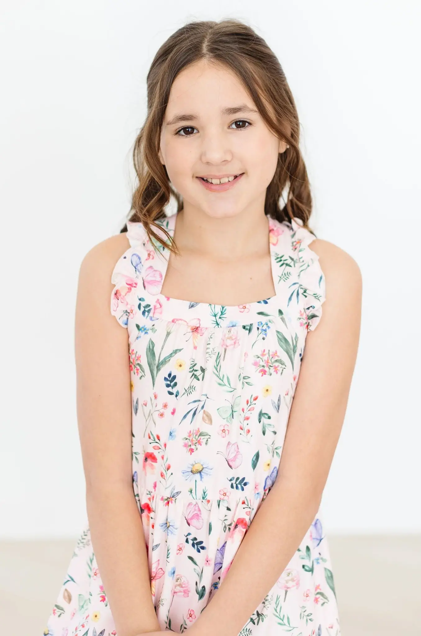 Mila & Rose Butterfly Meadows Ruffle Cross Back Dress