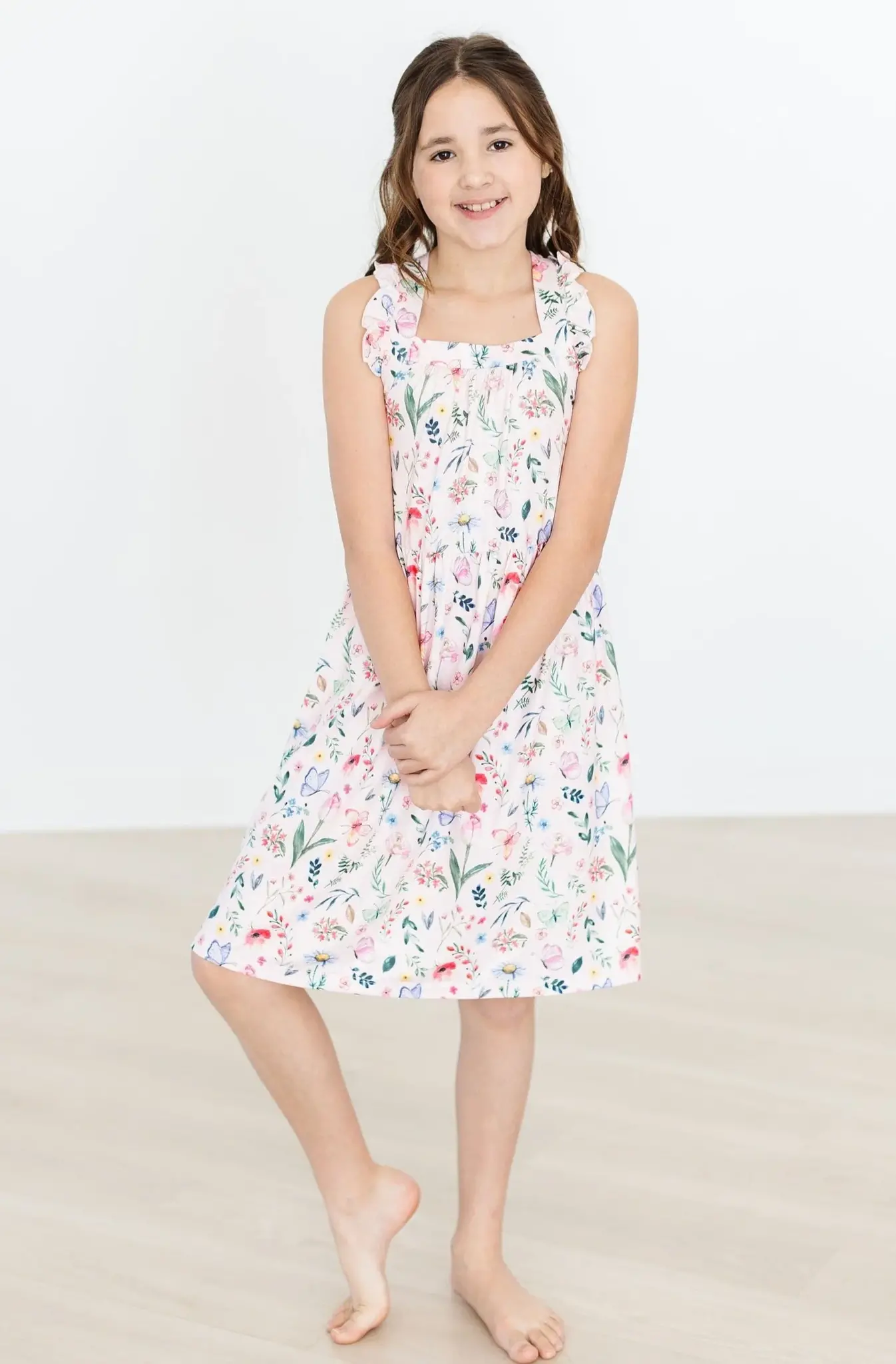Mila & Rose Butterfly Meadows Ruffle Cross Back Dress