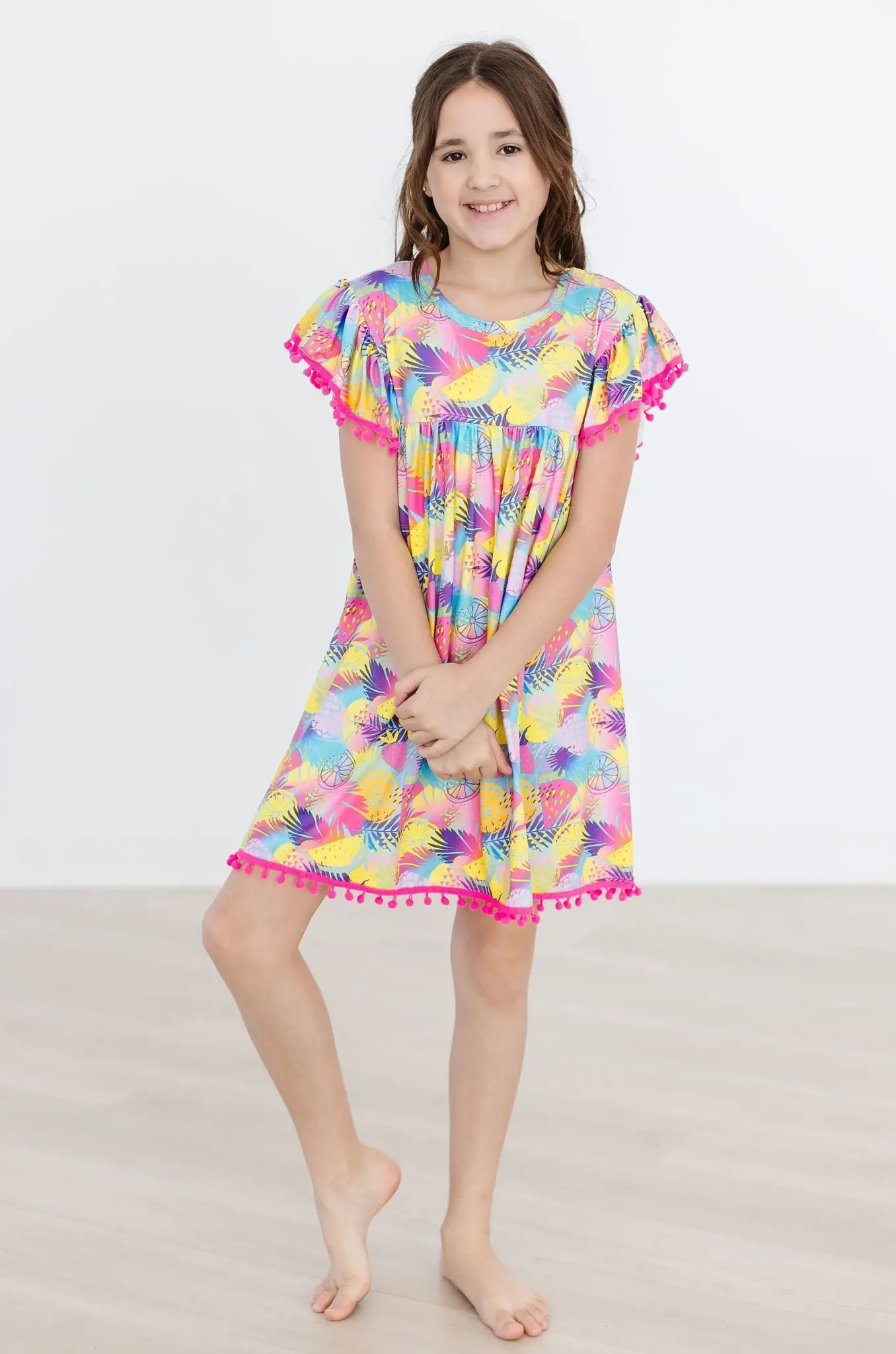 Mila & Rose Tropical Glow Pom Pom Dress