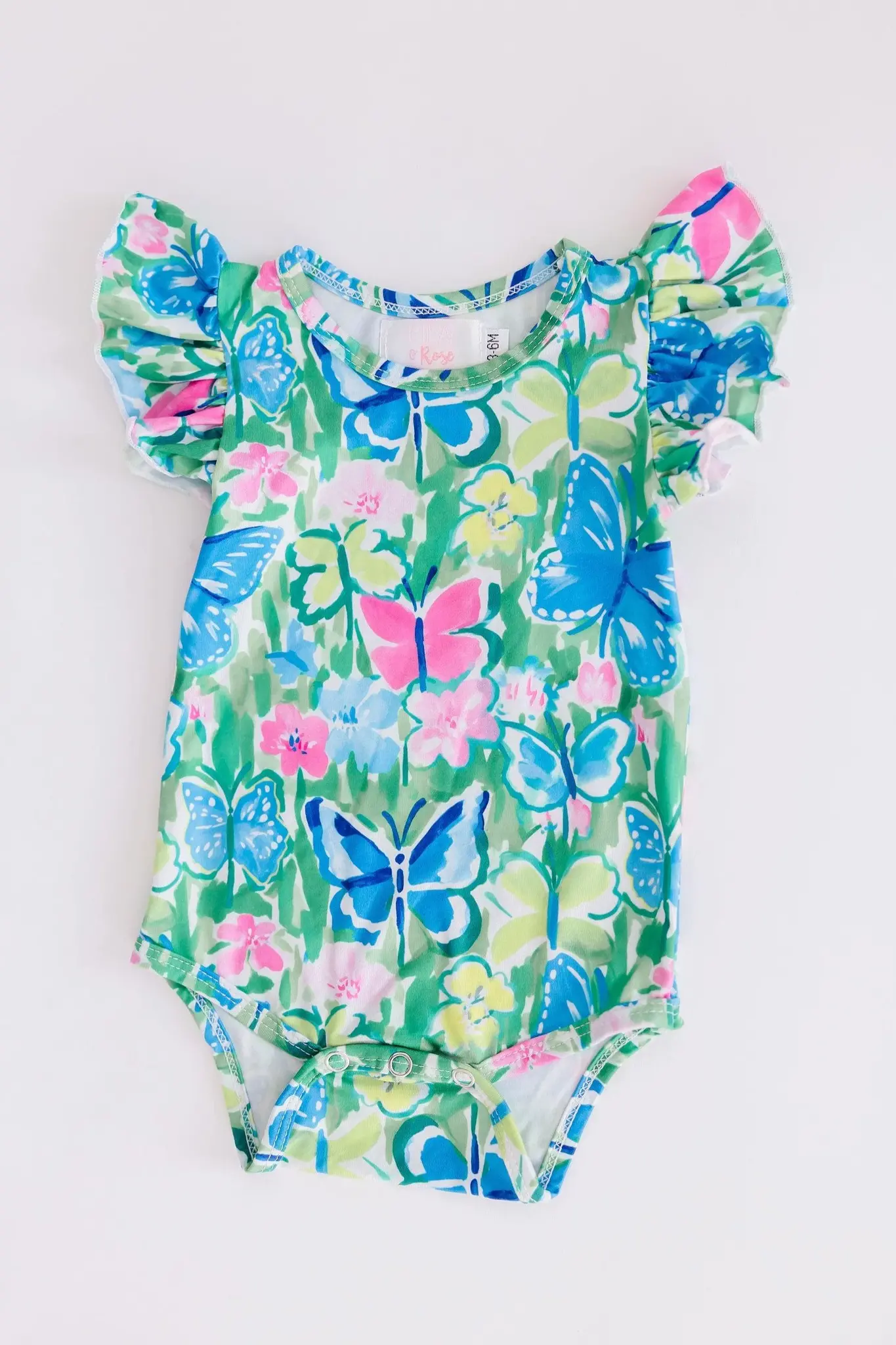 Mila & Rose Watercolor Butterflies S/S Flutter Bodysuit