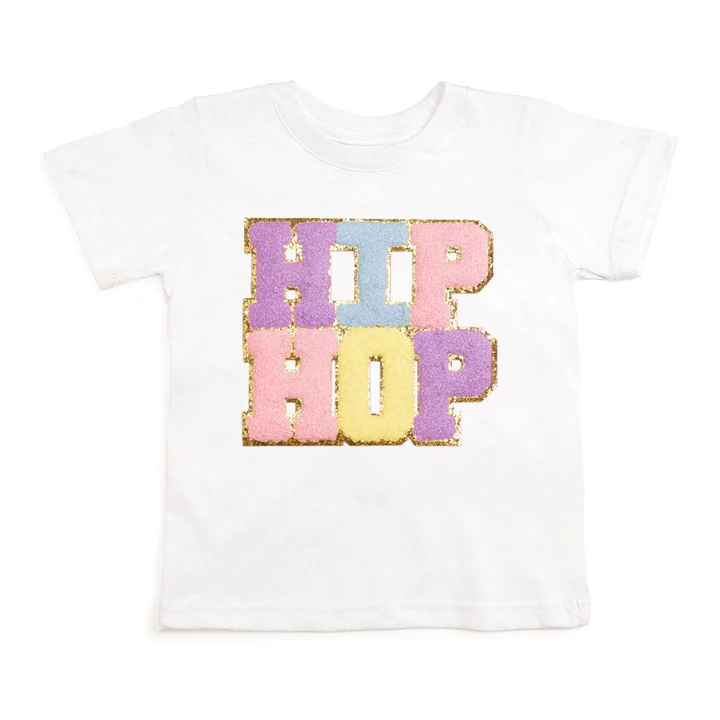 Sweet Wink Hip Hop Patch Easter Short Sleeve T-Shirt White