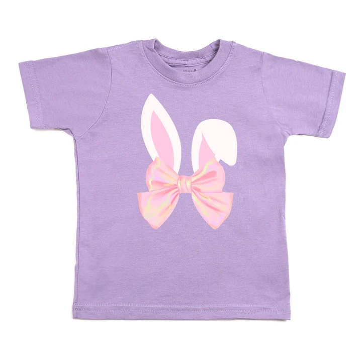 Sweet Wink Bunny Bow Easter Short Sleeve T-Shirt Lavender
