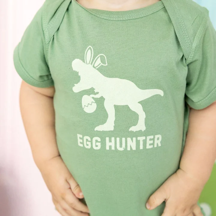 Sweet Wink Egg Hunter Easter Short Sleeve Bodysuit Sage
