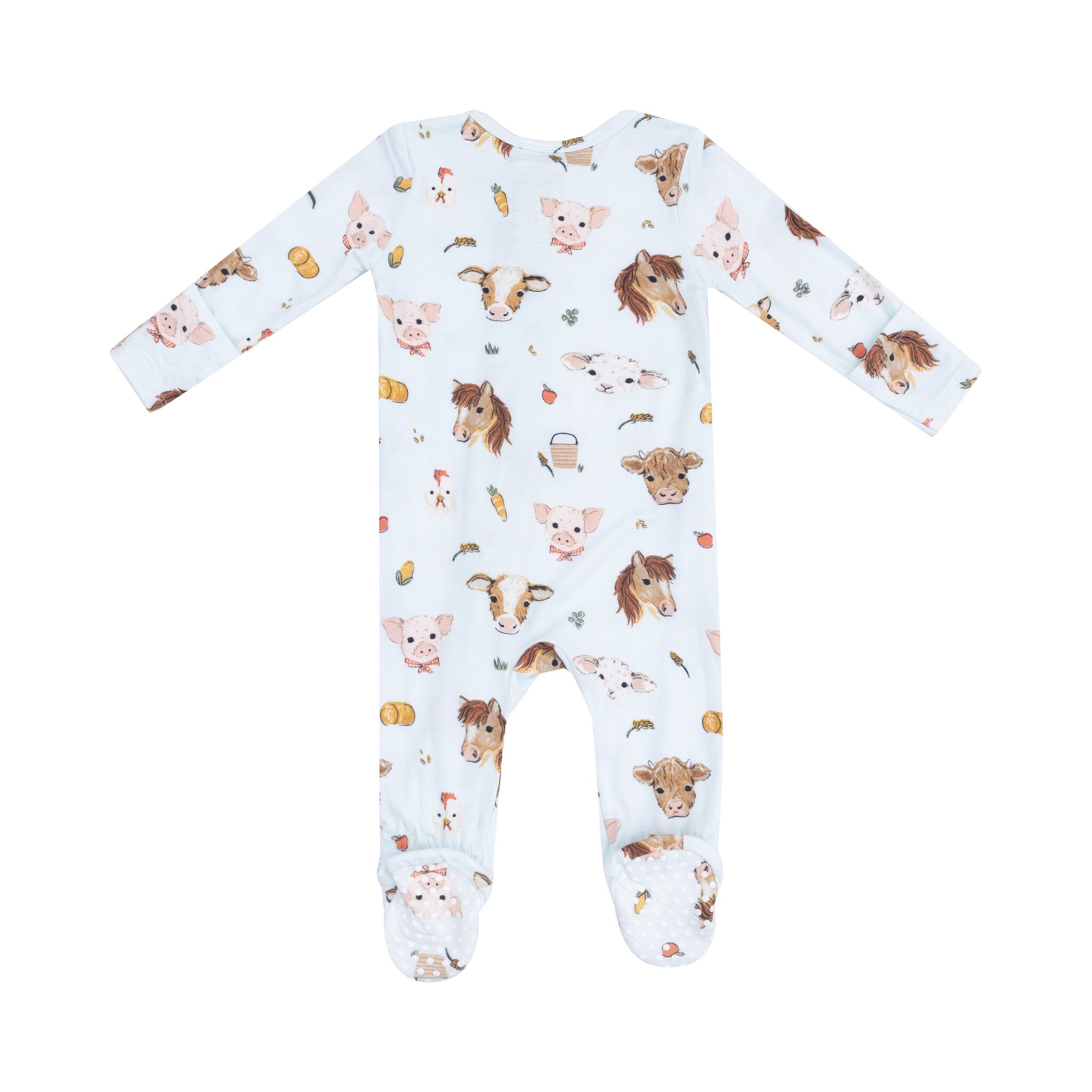 Angel Dear Vintage Animals Faces Blue 2 Way Zipper Footie