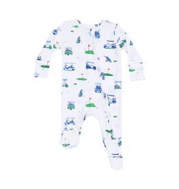 Angel Dear Vintage Golf Carts Blue 2 Way Zipper Footie