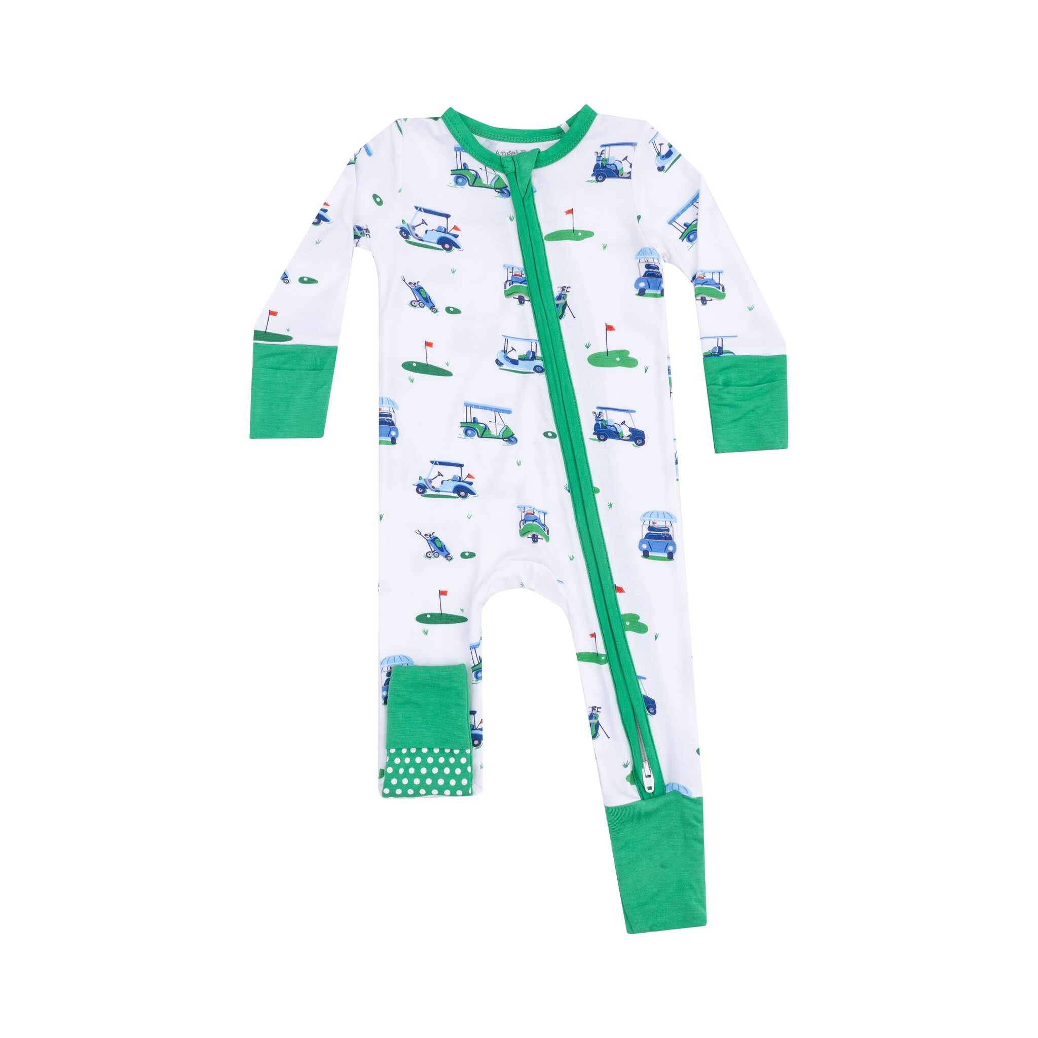 Angel Dear Vintage Golf Carts Blues 2 Way Zipper Romper