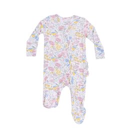 Angel Dear Viola Floral 2 Way Zipper Ruffle Back Footie