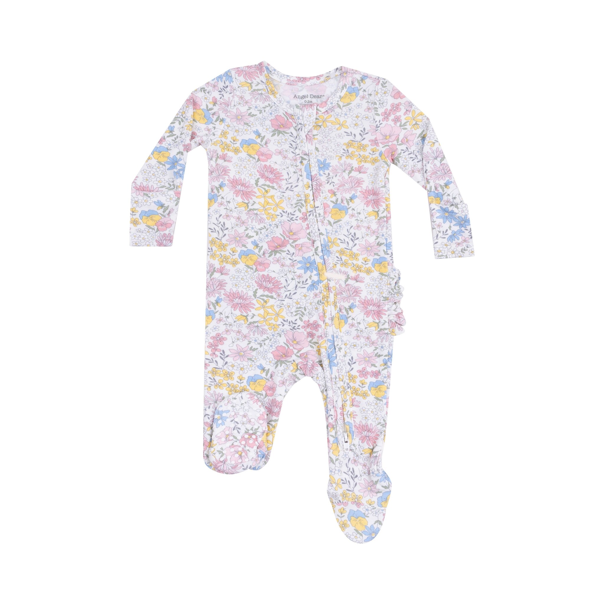 Angel Dear Viola Floral 2 Way Zipper Ruffle Back Footie