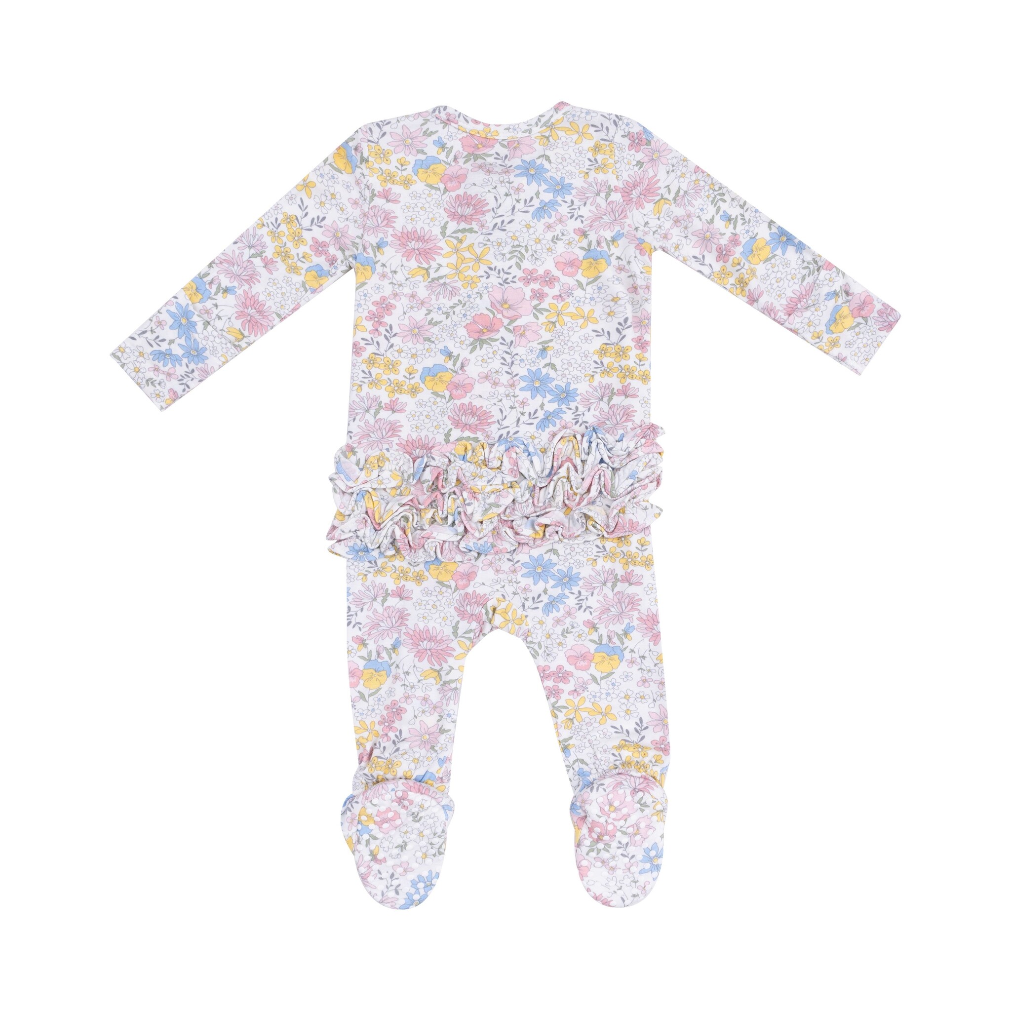 Angel Dear Viola Floral 2 Way Zipper Ruffle Back Footie