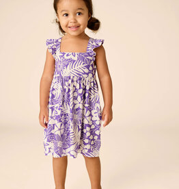 Tea Collection Ruffle Strap Dress Tropical Foliage