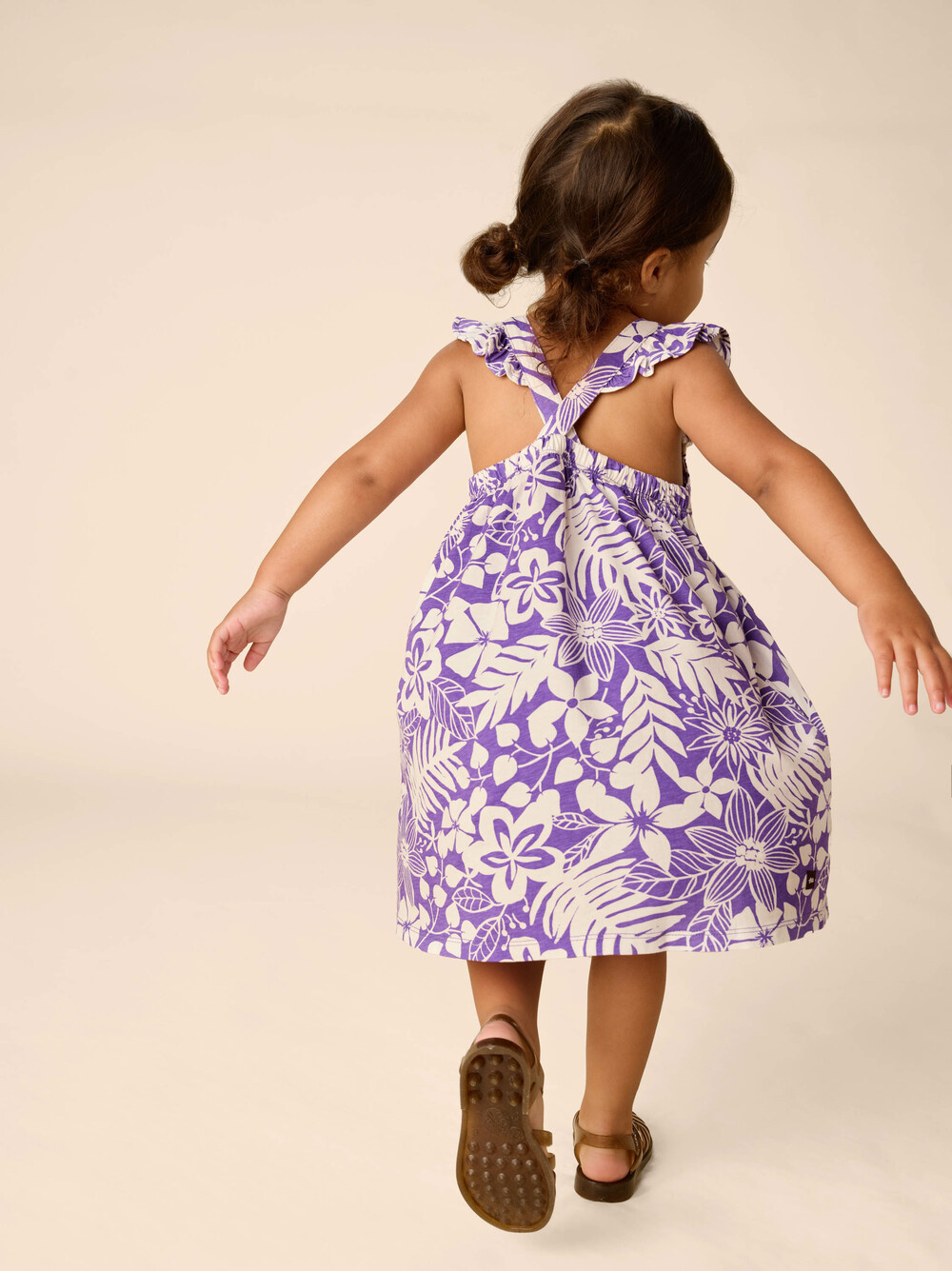 Tea Collection Ruffle Strap Dress Tropical Foliage