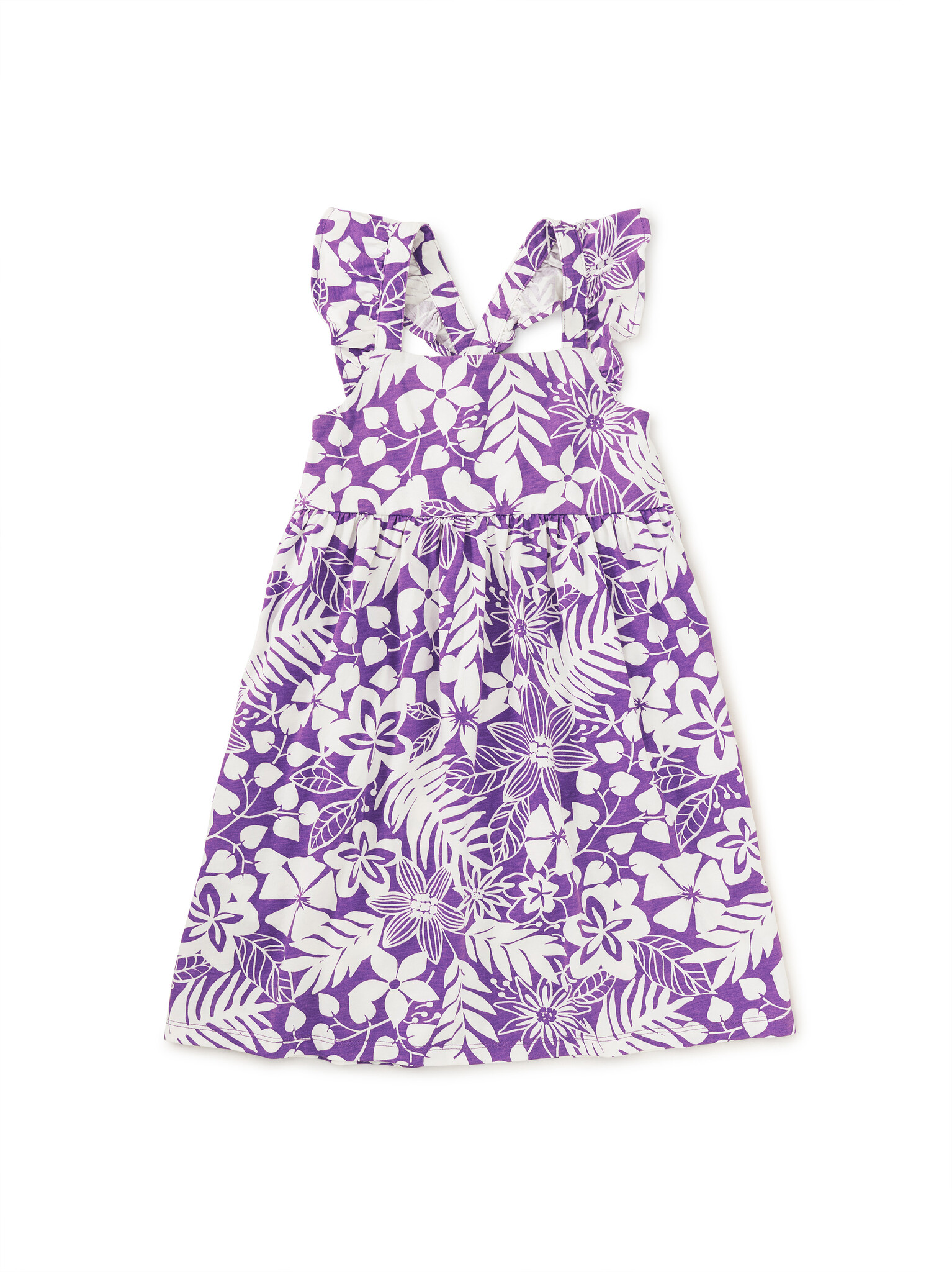 Tea Collection Ruffle Strap Dress Tropical Foliage