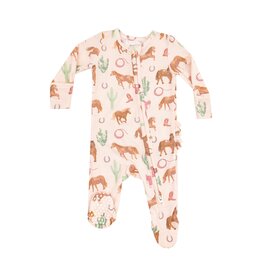 Angel Dear Western Horses 2 Way Zipper Ruffle Back Footie