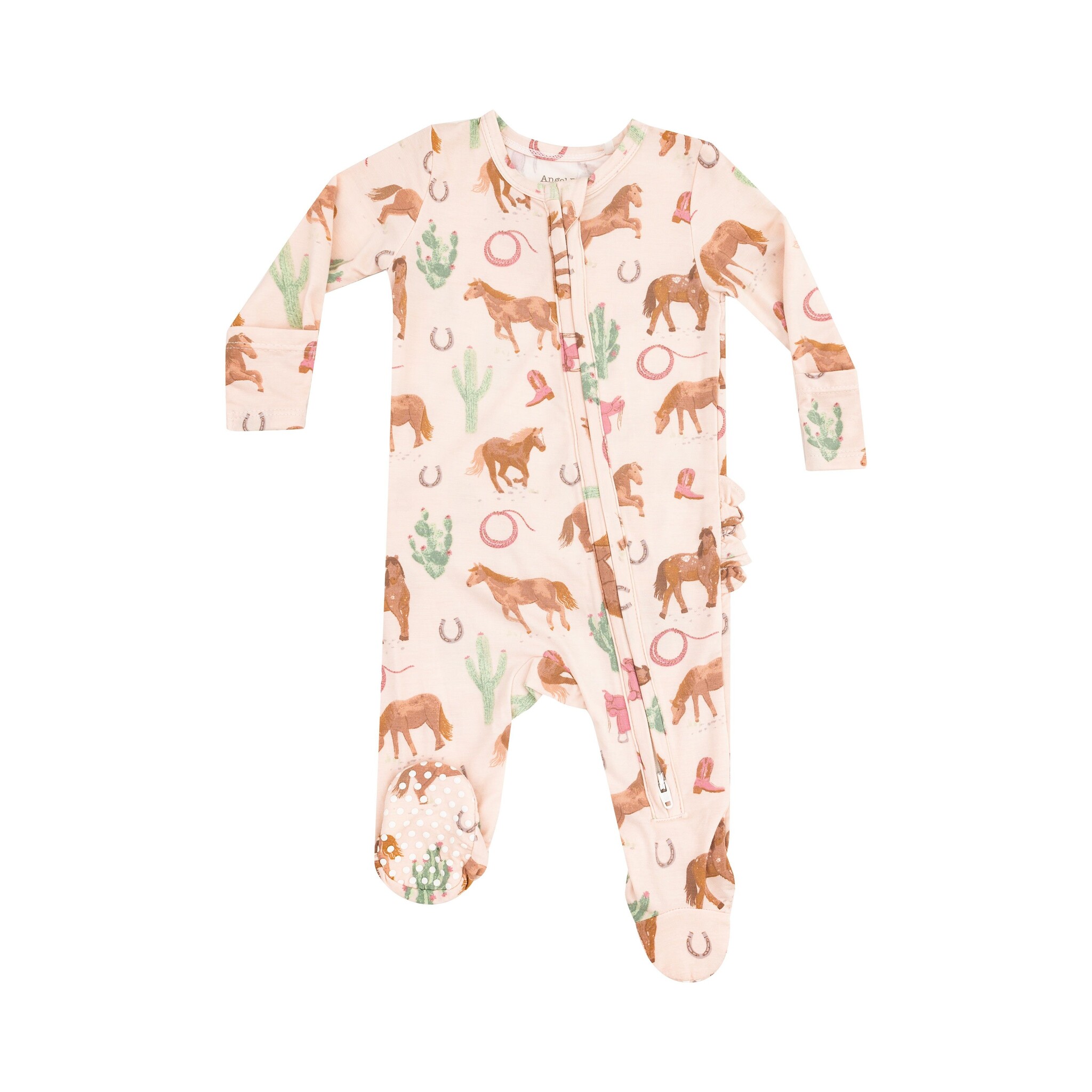 Angel Dear Western Horses 2 Way Zipper Ruffle Back Footie